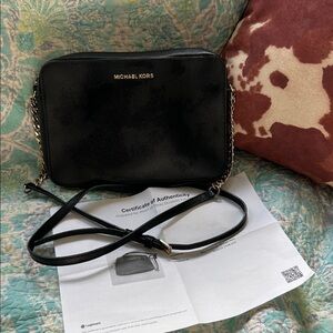 Michael Kors Jet Set East West Black Crossbody Bag with COA